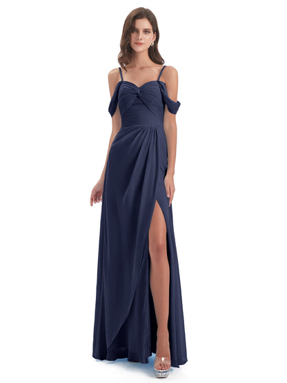 Olivia Off The Shoulder Spaghetti Straps Chiffon Bridesmaid Dresses