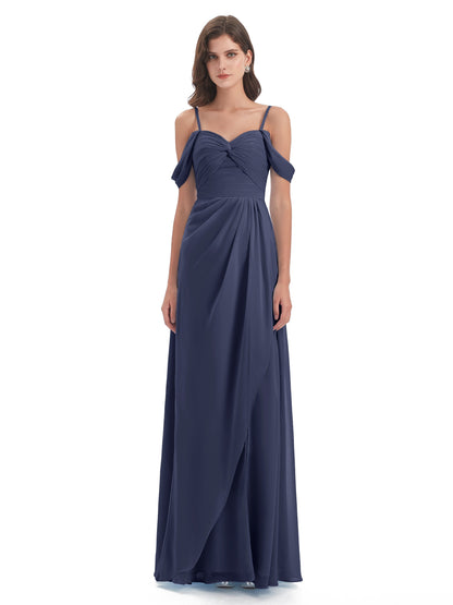 Olivia Off The Shoulder Spaghetti Straps Chiffon Bridesmaid Dresses