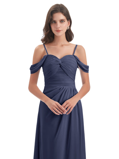 Olivia Off The Shoulder Spaghetti Straps Chiffon Bridesmaid Dresses