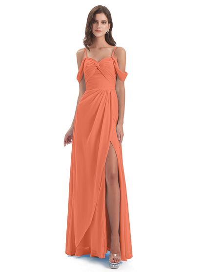 Olivia Off The Shoulder Spaghetti Straps Chiffon Bridesmaid Dresses