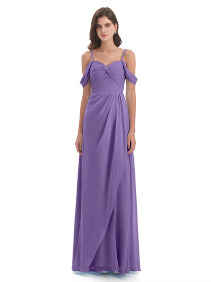 Olivia Off The Shoulder Spaghetti Straps Chiffon Bridesmaid Dresses