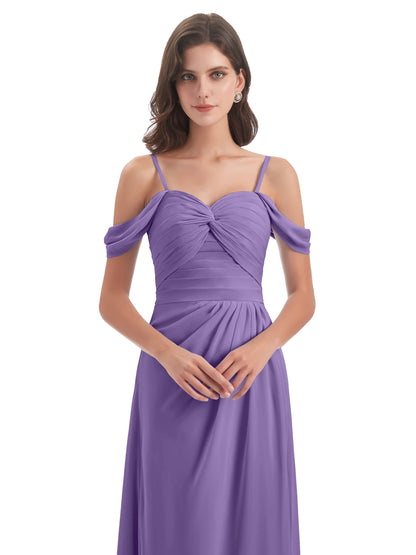 Olivia Off The Shoulder Spaghetti Straps Chiffon Bridesmaid Dresses