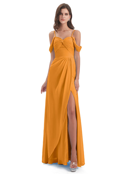 Olivia Off The Shoulder Spaghetti Straps Chiffon Bridesmaid Dresses