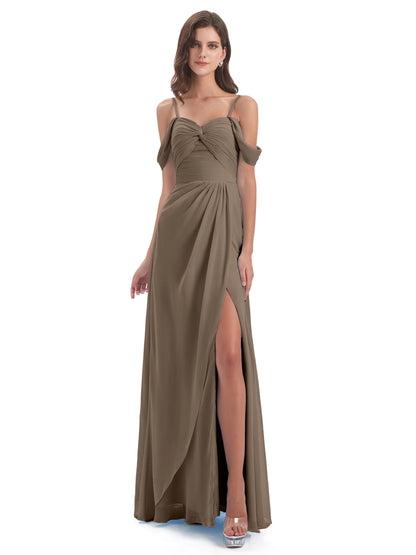 Olivia Off The Shoulder Spaghetti Straps Chiffon Bridesmaid Dresses