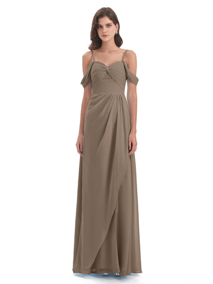 Olivia Off The Shoulder Spaghetti Straps Chiffon Bridesmaid Dresses