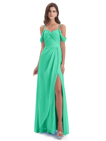 Olivia Off The Shoulder Spaghetti Straps Chiffon Bridesmaid Dresses