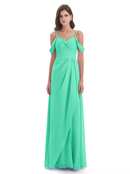 Olivia Off The Shoulder Spaghetti Straps Chiffon Bridesmaid Dresses