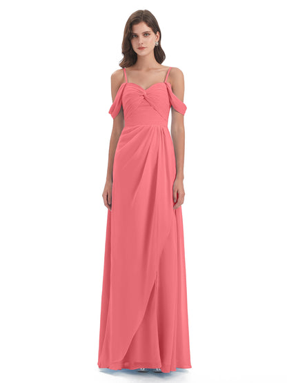 Olivia Off The Shoulder Spaghetti Straps Chiffon Bridesmaid Dresses