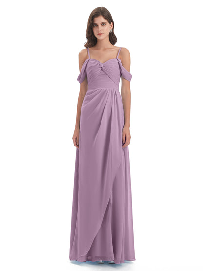 Olivia Off The Shoulder Spaghetti Straps Chiffon Bridesmaid Dresses