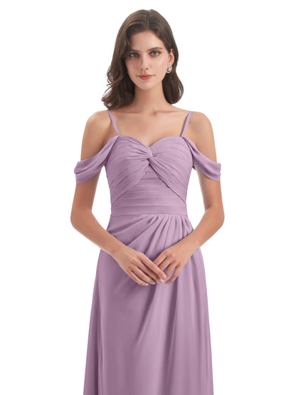 Olivia Off The Shoulder Spaghetti Straps Chiffon Bridesmaid Dresses