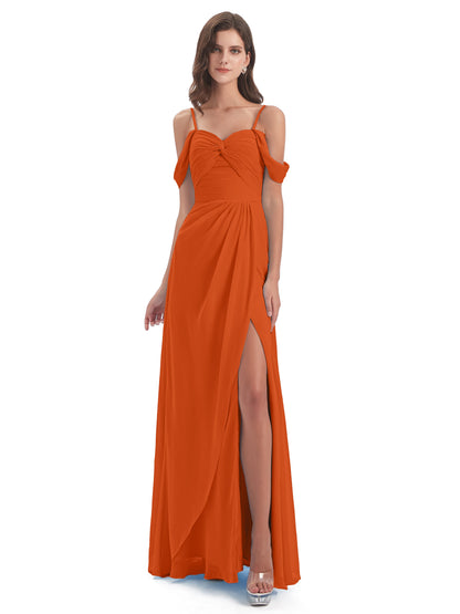 Olivia Off The Shoulder Spaghetti Straps Chiffon Bridesmaid Dresses
