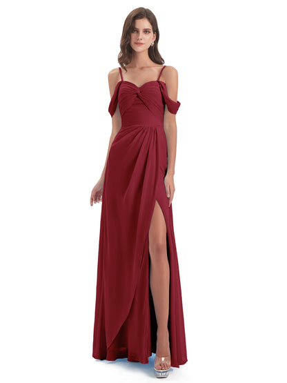 Olivia Off The Shoulder Spaghetti Straps Chiffon Bridesmaid Dresses