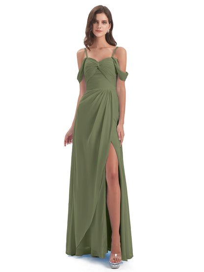 Olivia Off The Shoulder Spaghetti Straps Chiffon Bridesmaid Dresses