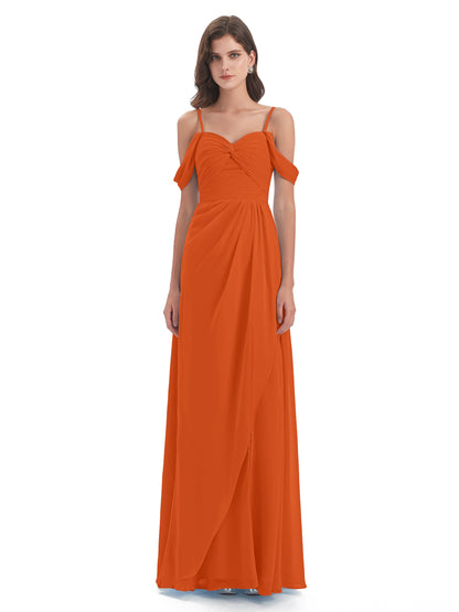 Olivia Off The Shoulder Spaghetti Straps Chiffon Bridesmaid Dresses