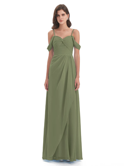 Olivia Off The Shoulder Spaghetti Straps Chiffon Bridesmaid Dresses