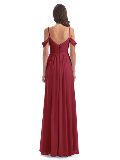 Olivia Off The Shoulder Spaghetti Straps Chiffon Bridesmaid Dresses