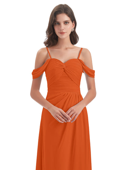 Olivia Off The Shoulder Spaghetti Straps Chiffon Bridesmaid Dresses