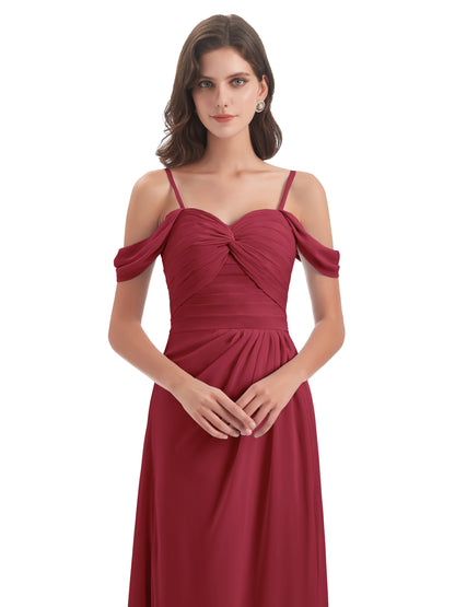 Olivia Off The Shoulder Spaghetti Straps Chiffon Bridesmaid Dresses