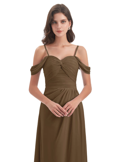 Olivia Off The Shoulder Spaghetti Straps Chiffon Bridesmaid Dresses