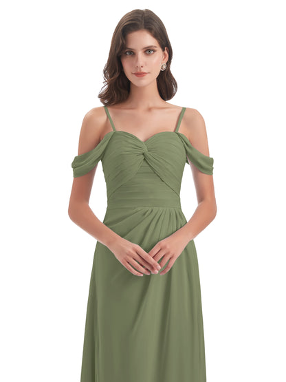 Olivia Off The Shoulder Spaghetti Straps Chiffon Bridesmaid Dresses