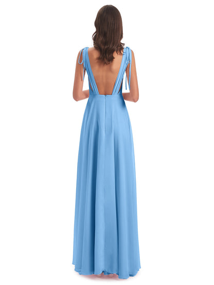 Reagan Floor Length V-neck Chiffon Bridesmaid Dresses
