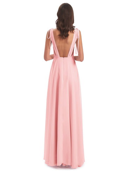 Reagan Floor Length V-neck Chiffon Bridesmaid Dresses