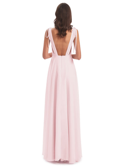 Reagan Floor Length V-neck Chiffon Bridesmaid Dresses