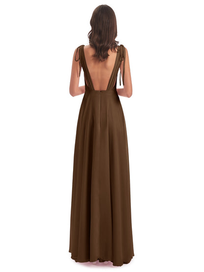 Reagan Floor Length V-neck Chiffon Bridesmaid Dresses