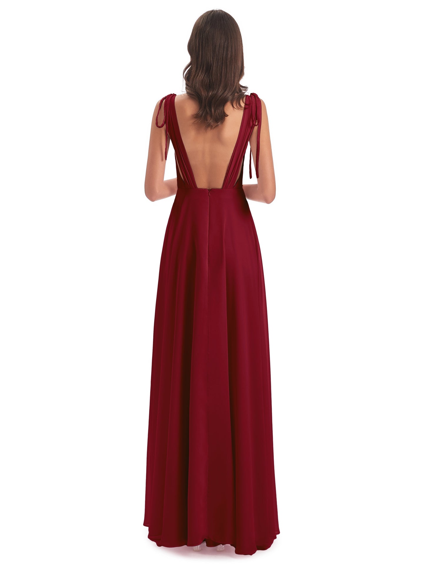 Reagan Floor Length V-neck Chiffon Bridesmaid Dresses