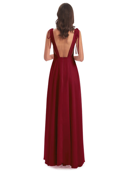 Reagan Floor Length V-neck Chiffon Bridesmaid Dresses