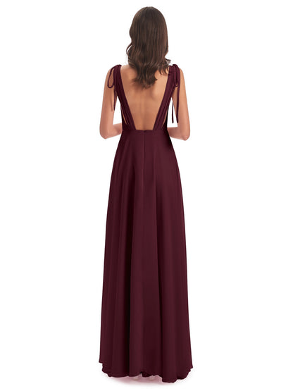 Reagan Floor Length V-neck Chiffon Bridesmaid Dresses
