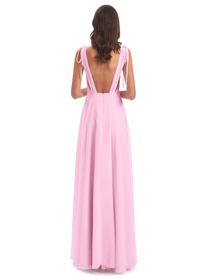 Reagan Floor Length V-neck Chiffon Bridesmaid Dresses