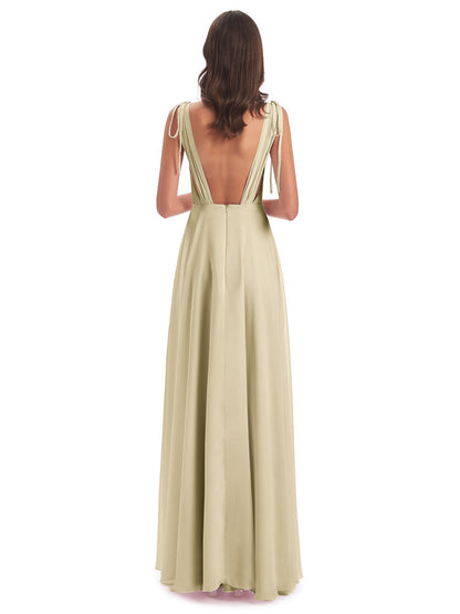 Reagan Floor Length V-neck Chiffon Bridesmaid Dresses