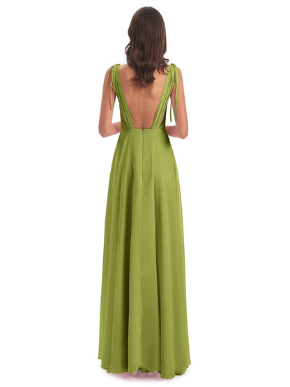 Reagan Floor Length V-neck Chiffon Bridesmaid Dresses