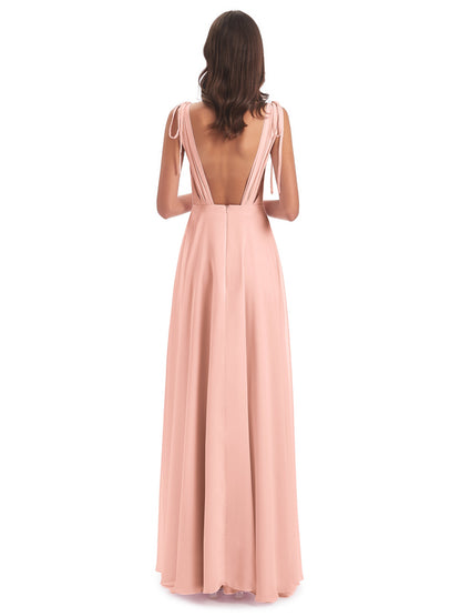 Reagan Floor Length V-neck Chiffon Bridesmaid Dresses