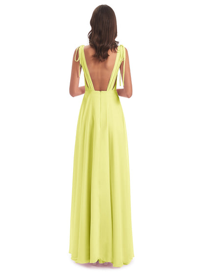 Reagan Floor Length V-neck Chiffon Bridesmaid Dresses