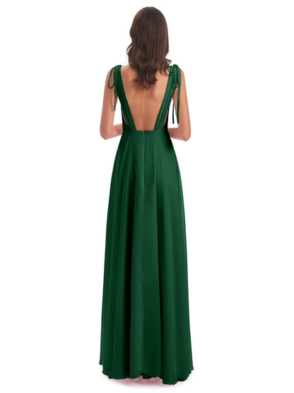 Reagan Floor Length V-neck Chiffon Bridesmaid Dresses