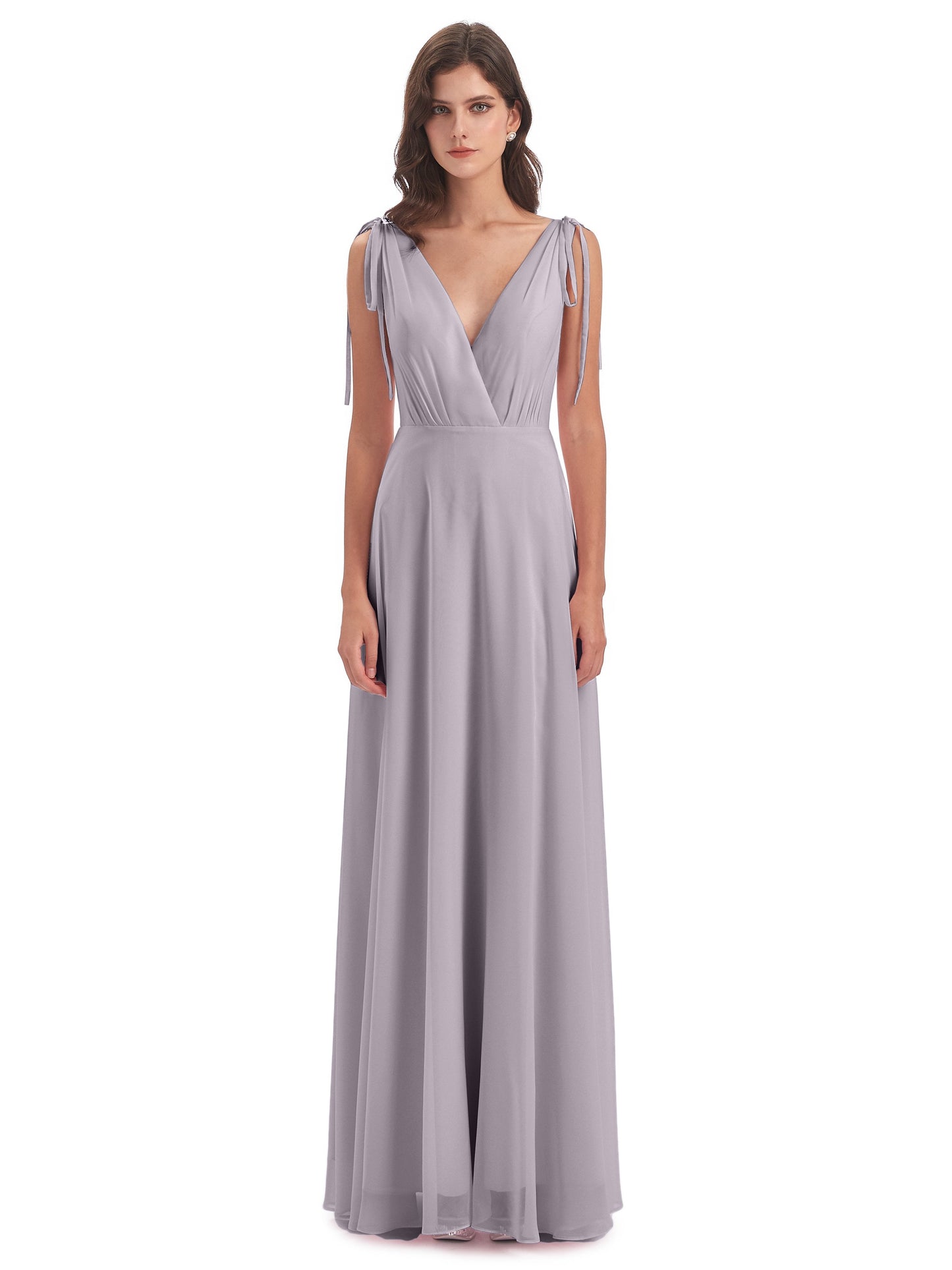 Reagan Floor Length V-neck Chiffon Bridesmaid Dresses