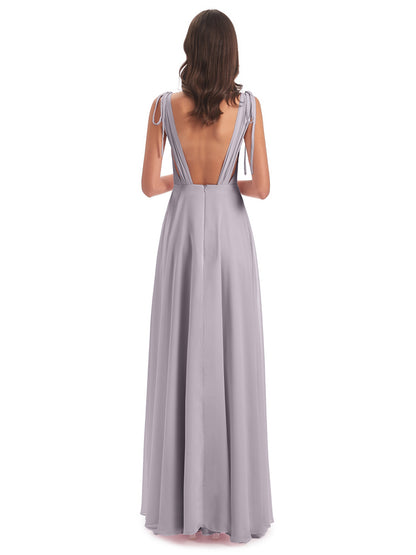 Reagan Floor Length V-neck Chiffon Bridesmaid Dresses