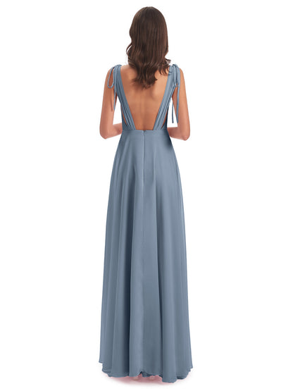 Reagan Floor Length V-neck Chiffon Bridesmaid Dresses
