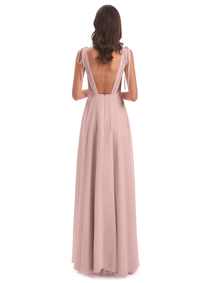 Reagan Floor Length V-neck Chiffon Bridesmaid Dresses