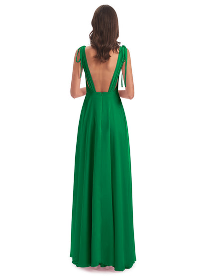 Reagan Floor Length V-neck Chiffon Bridesmaid Dresses