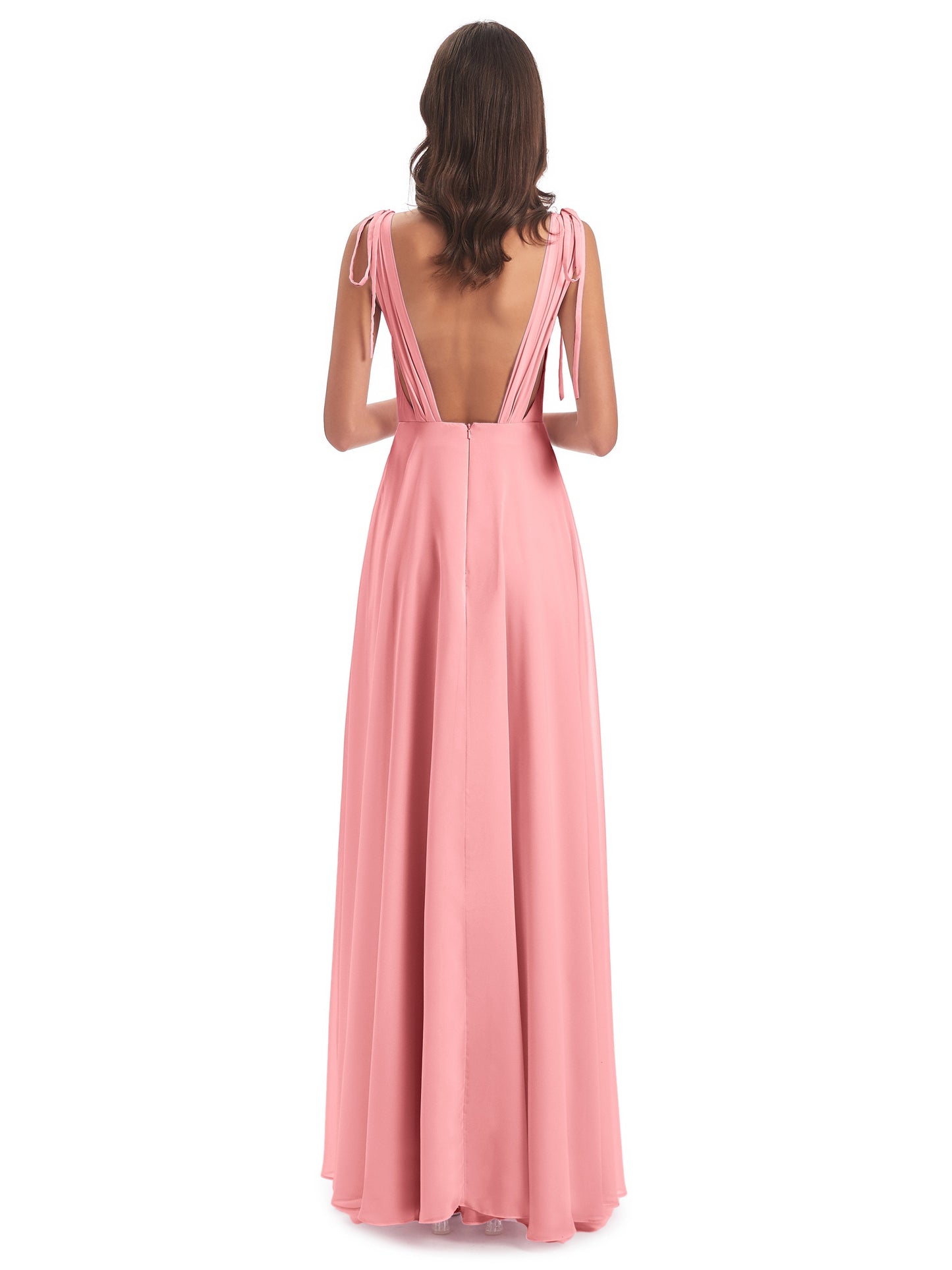 Reagan Floor Length V-neck Chiffon Bridesmaid Dresses