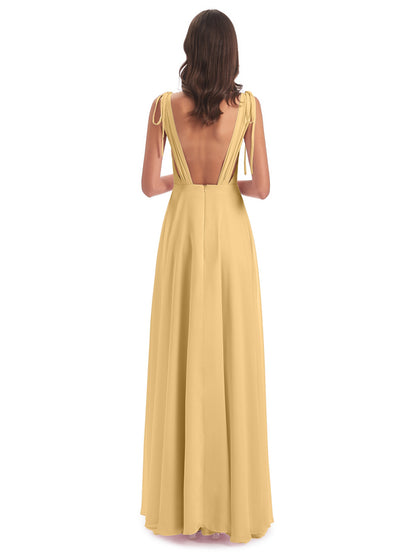 Reagan Floor Length V-neck Chiffon Bridesmaid Dresses