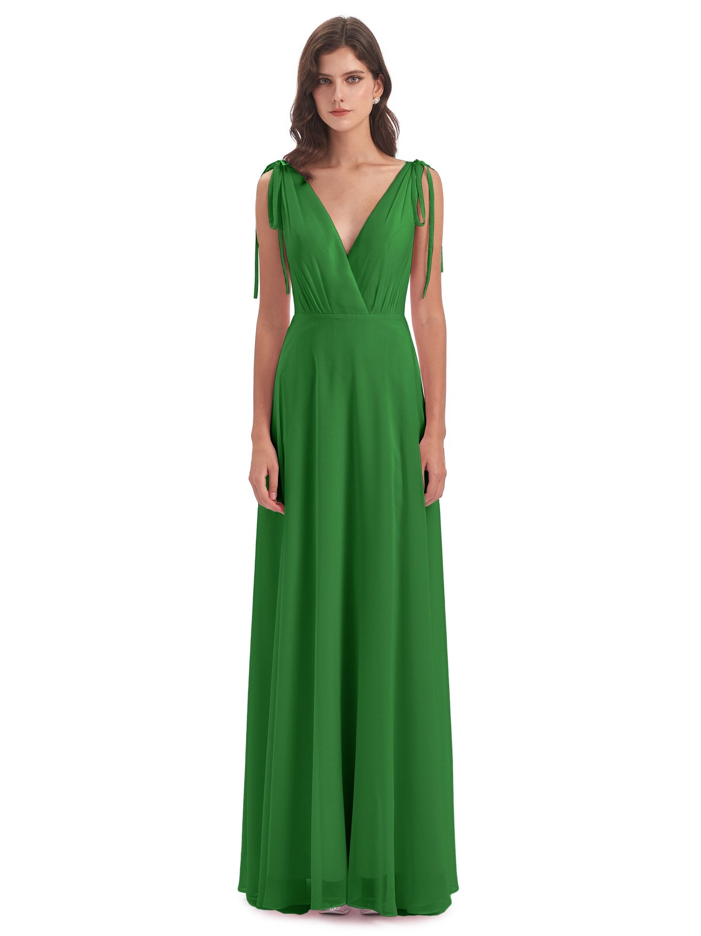 Reagan Floor Length V-neck Chiffon Bridesmaid Dresses