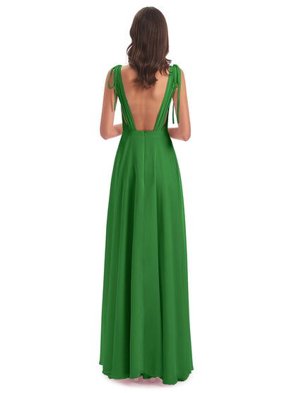 Reagan Floor Length V-neck Chiffon Bridesmaid Dresses