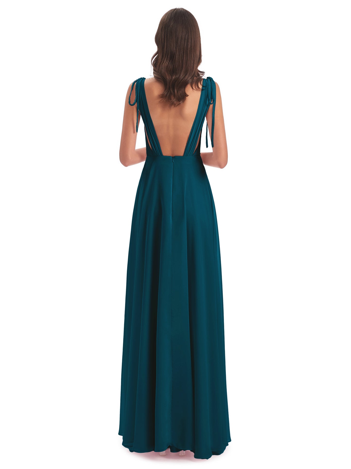 Reagan Floor Length V-neck Chiffon Bridesmaid Dresses