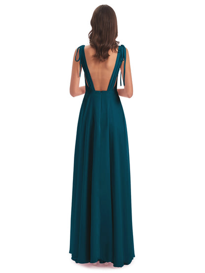 Reagan Floor Length V-neck Chiffon Bridesmaid Dresses