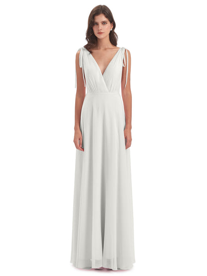 Reagan Floor Length V-neck Chiffon Bridesmaid Dresses