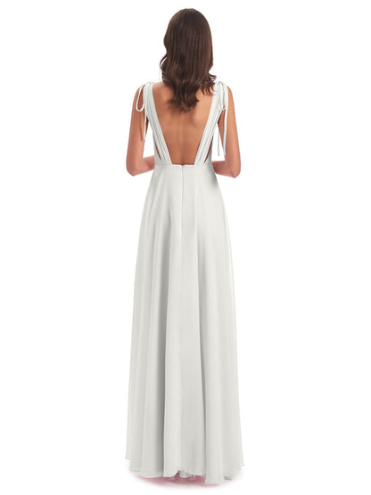 Reagan Floor Length V-neck Chiffon Bridesmaid Dresses